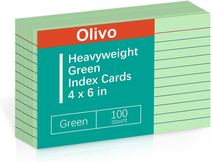 Index Cards 4x6 Lined Ruled Flash Note Cards 4" x 6", White, 100 Count, 220 GSM Heavy Weight