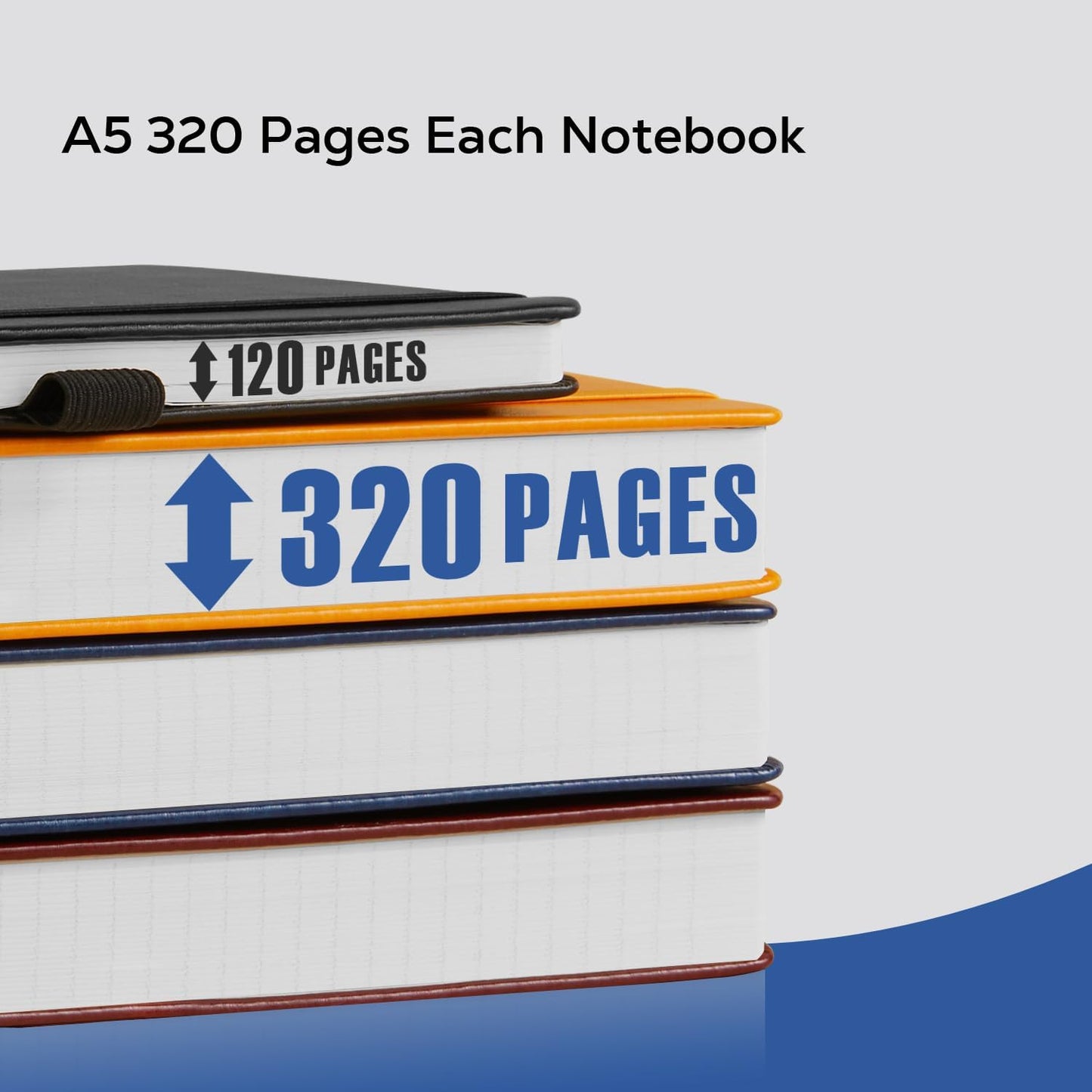 Hardcover Lined Notebook Journal for Writing, 320 Pages Leather Thick College Ruled Notebook Journal with 100GSM Paper, A5 (5.7'' X 8.4'') Daily Journal for Women Men Work Organization, Black