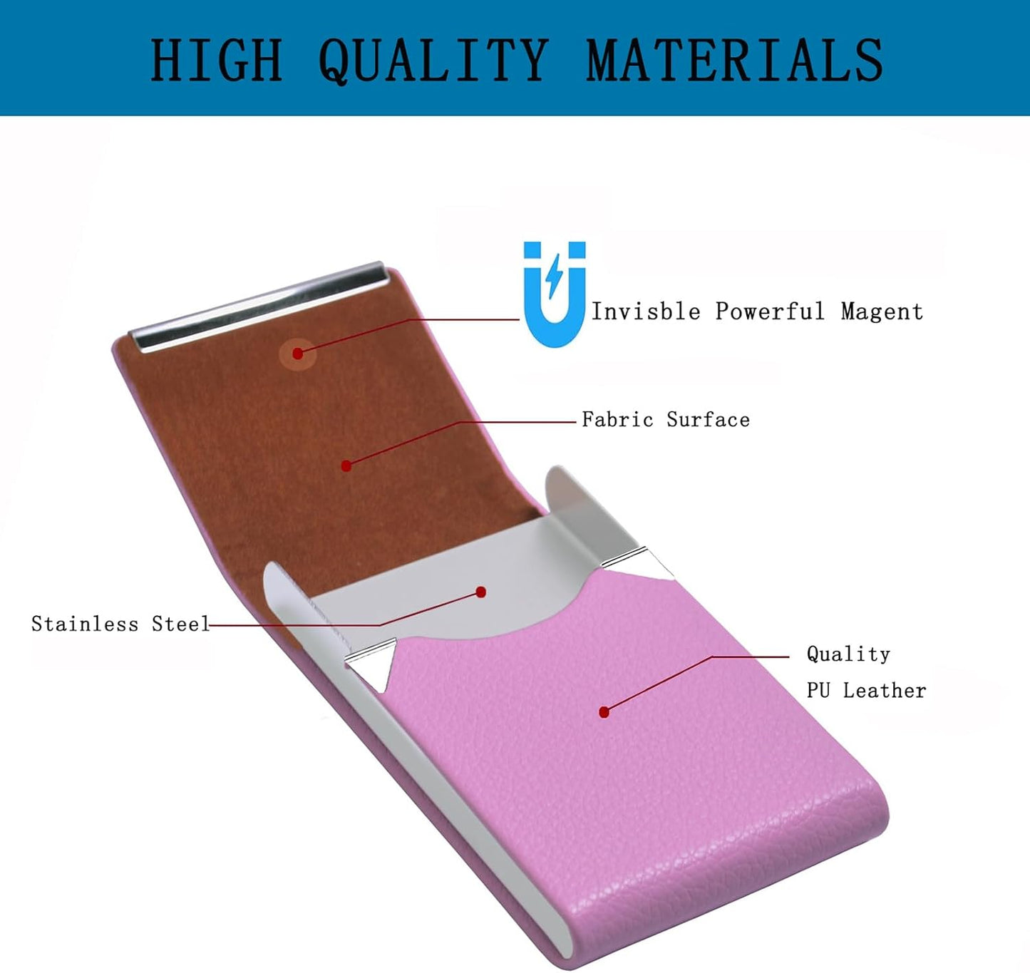Business Card Holder with Ultra Slim Design,Business Card Case with Premium PU Leather,Suit Pocket Metal Card Holder for Women/Men,Professional Name Card Holder with Magnetic Shut (Black1)