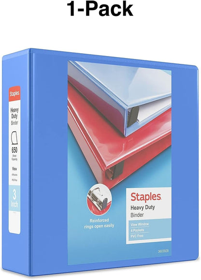 Staples Heavy-Duty 2-Inch D-Ring View Binder, Reinforced Spine, Holds Up to 450 Sheets, Gray, for Office & School