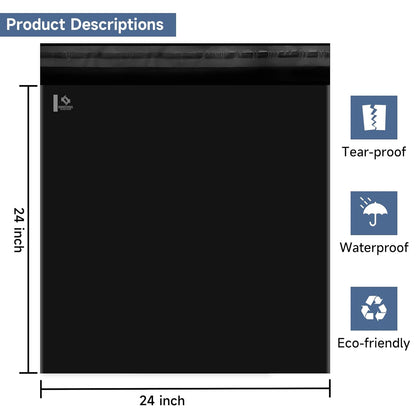 KKBESTPACK 100 Pcs 12x15.5 Poly Mailer Envelopes Shipping Bags Self Adhesive Waterproof Bags (Black), 12 x 15.5