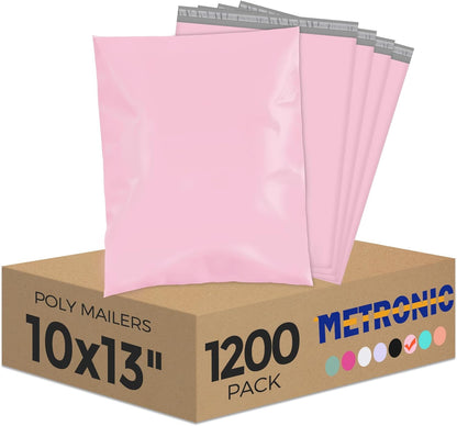 Metronic Poly Mailers 10X13 100 Pack, Strong Adhesive Shipping Envelopes for Clothing, Medium Shipping Bags for Small Businesses, Waterproof Mailers Poly Bags, Packages Bags Light Pink