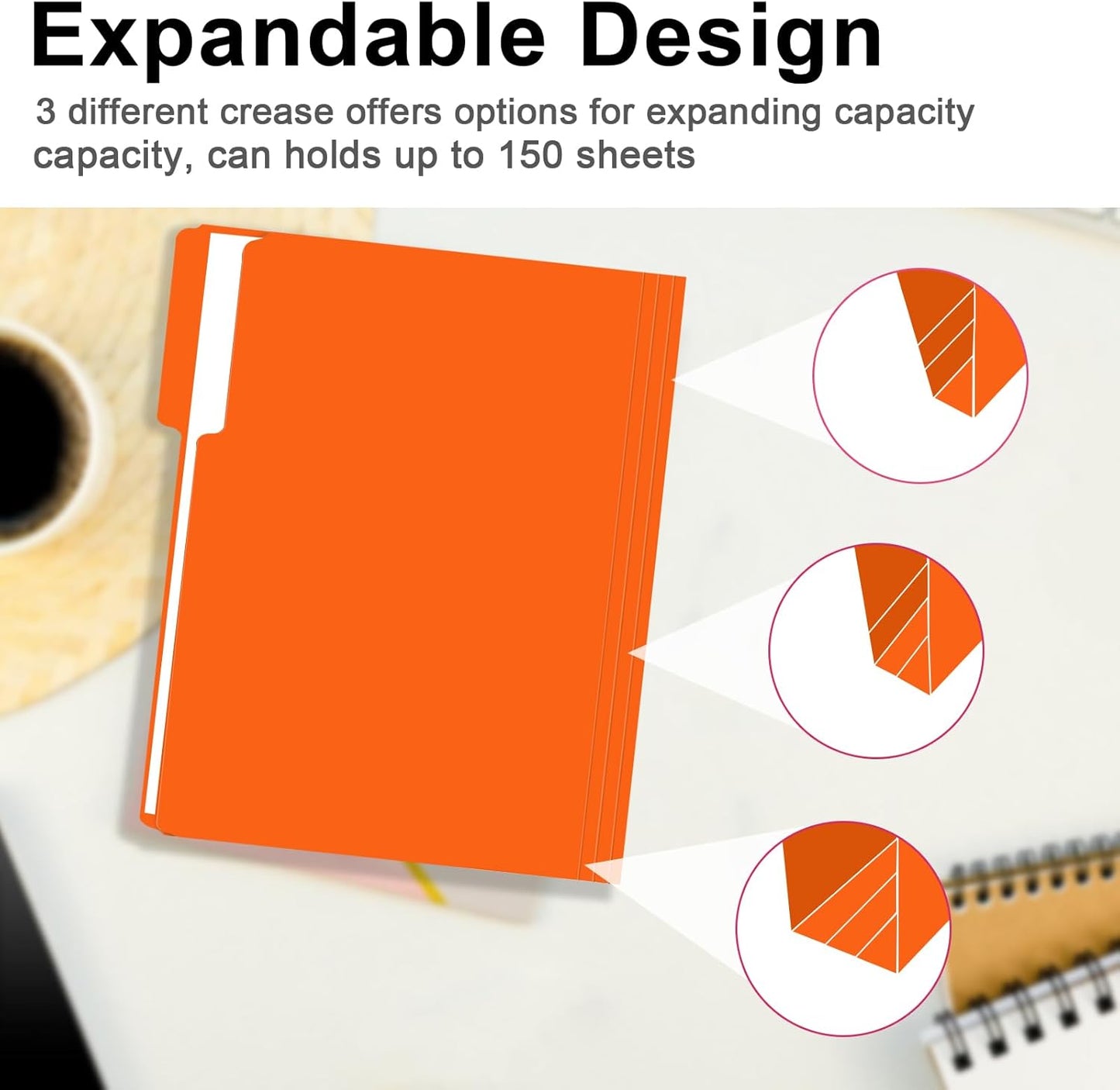 File Folder, RAZCC 150 Pack 1/3 Cut Tab File Folders Letter Size, Manila Folders, Folders with Tab, Great for Organizing and Easy File Storage