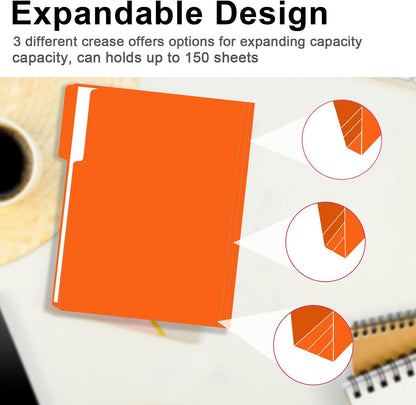 File Folder, RAZCC 150 Pack 1/3 Cut Tab File Folders Letter Size, Manila Folders, Folders with Tab, Great for Organizing and Easy File Storage