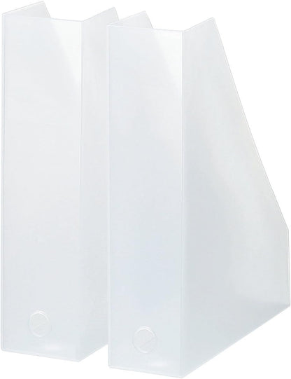 Like-it | MX-19 | Magazine File Set of 2 | File Holder, Office Organizer, Front Opening | Desk, Kitchen, Shelf, Table top, Drawer | 3.03" × 9.96" × 12.09" | Tr. White |