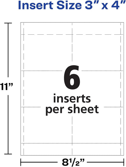 Avery Customizable Name Badge Inserts for Name Tag Holders, 3" x 4", White, Laser/Inkjet Printable, 300 Total (5392)