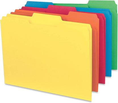 Smead Interior File Folder, 1/3-Cut Tab, Letter Size, Aqua, 100 per Box, Expandable File Folders for Filing Cabinet