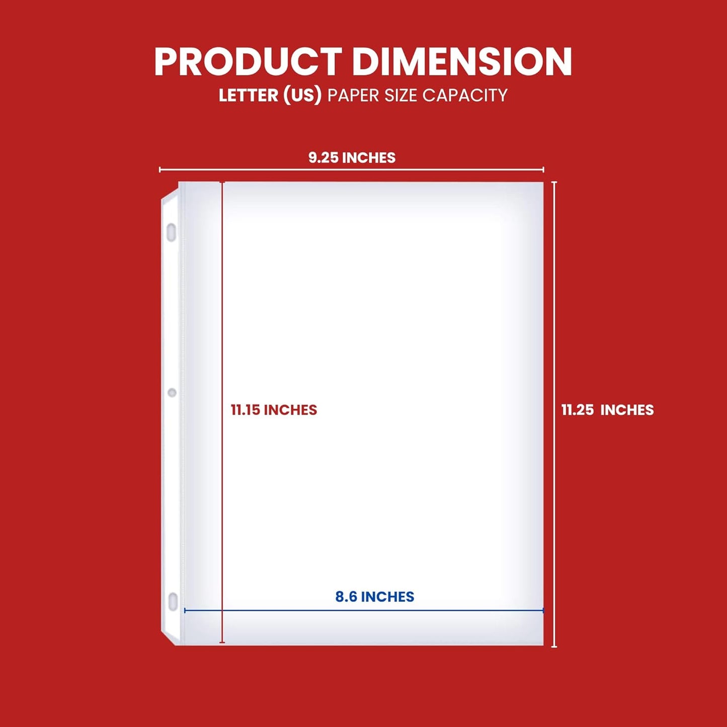 500 Sheet Protectors for 3 Ring Binder, 8.5 x 11 Heavy Duty Clear Plastic Sleeves for Paper, Top Loading Page Protectors, Reinforced 3-Hole Punch, Acid Free Polypropylene, Archival Safe - Office Werks