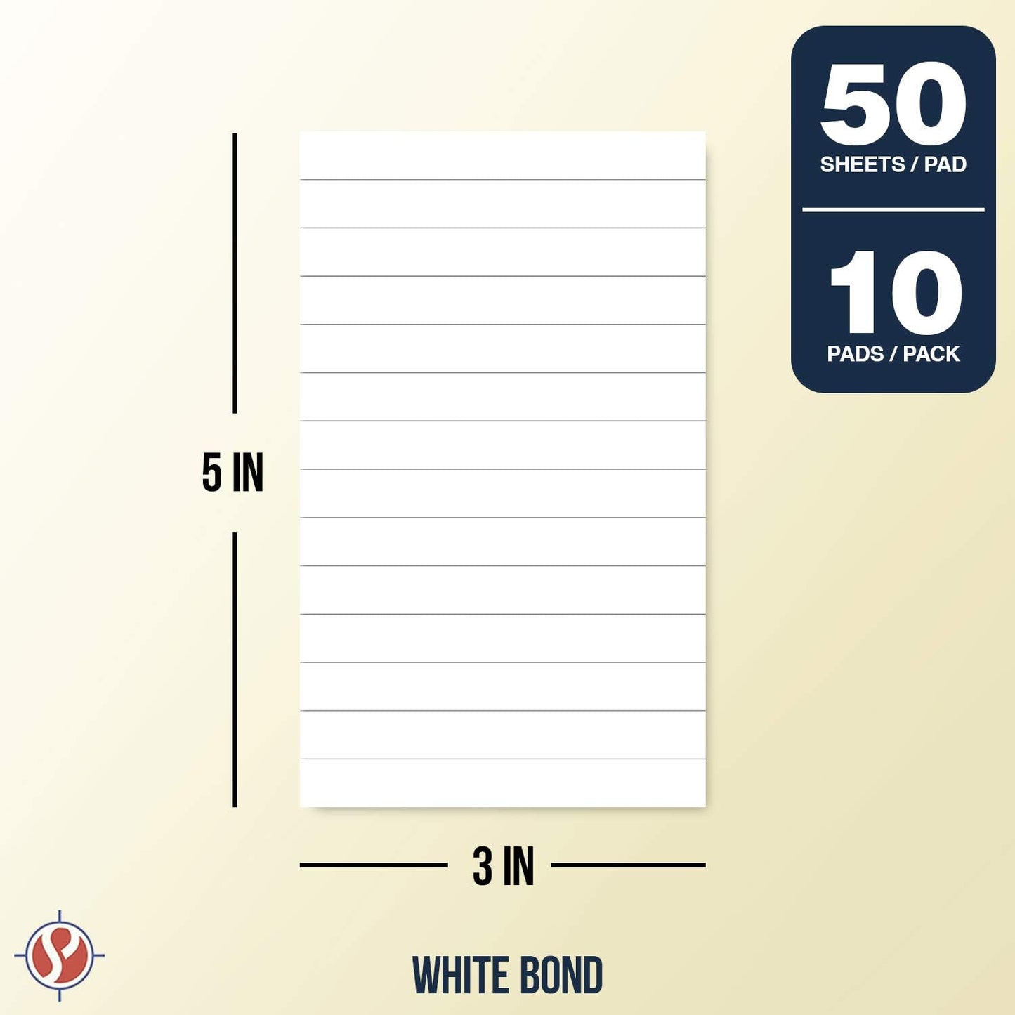 Memo Pads, White, With Black Lines – Lined Paper Notepads, Scratch / Writing Pad for Planning, To-Do Lists, Appointments, Reminders, Home, Office – 50 Sheets Per Pad, 10 Pads per Pack – 8.5" x 11"
