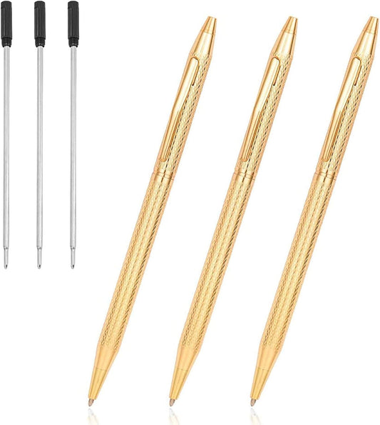 Cambond Slim Ballpoint Pens Bulk - Black Ink 1.0mm Medium Point Retractable Metal Pen for Police Uniform, Flight Attendant & Office, 10 Pack (Black Barrel)