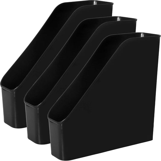 Youngever 3 Pack File Folder Bin Storage, Plastic File Folder Bin Organizer with Handle (White)