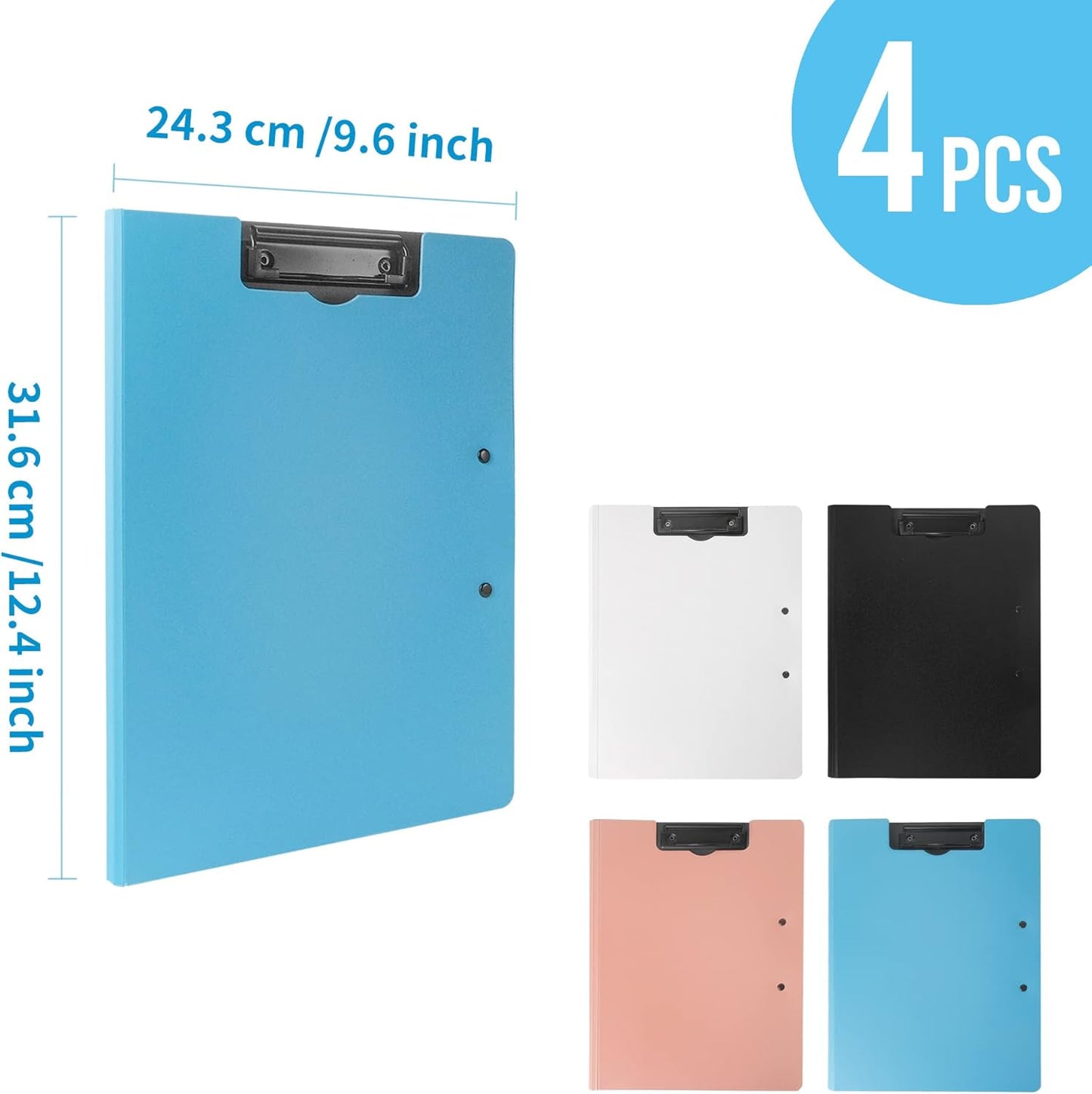 souG 2 PCS Clipboard Foldable,360°Cover Folder Clipboard Plastic Clipboards with Double Low Profile Clip,File Folder Storag Clipboards for A3 A4 Paper, Clip Boards for Office School Supplies(Pink)