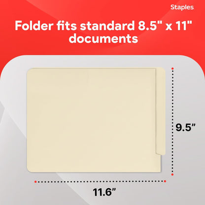Staples Reinforced File Folder with Fasteners, Letter Size, Manila, Durable Paper Stock, 50/Pack