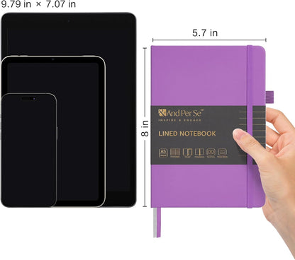 &And Per Se Lined Journal Notebook, 160 Pages, A5 5.7 x 8 inches College Ruled Thick Paper Notebook Journals for Writing, Hardcover Notebooks for Women Men Office School (1 Pack, Green) - Colors B