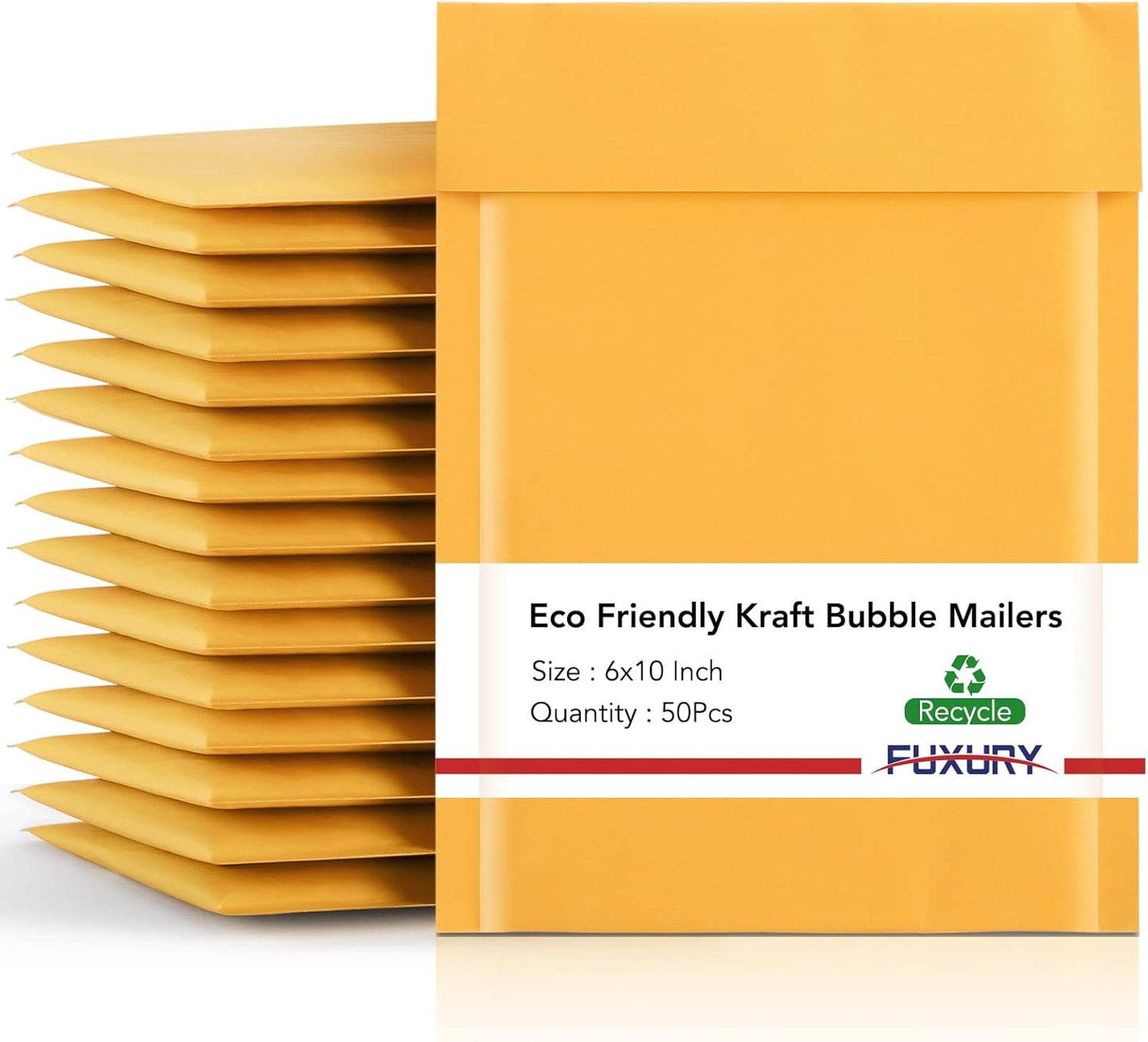 Fuxury Kraft Bubble Mailer 4x8” 50Pack Padded Envelopes Usable Size 4x7" Strong Adhesion Thick Bubble Envelopes Waterproof Cushioned Bubble Mailers Packaging for Small Business #000 Yellow