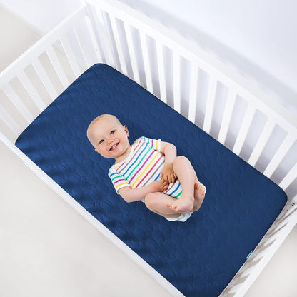 Crib Mattress Protector Sheets Waterproof 2 Pack, Quilted Crib Mattress Pad Cover Fitted Fits for Toddler Bed Mattress, White, 52” x 28”