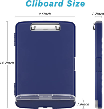 Rimilak Plastic Clipboard with Storage, 8.5 x 11 High Capacity Folio Nursing Case with Pen Holder, Size 14.2 x 9.6 x 1.2″ Folder Side-Opening for Classroom, Teacher, Smooth Writing, Dark Green