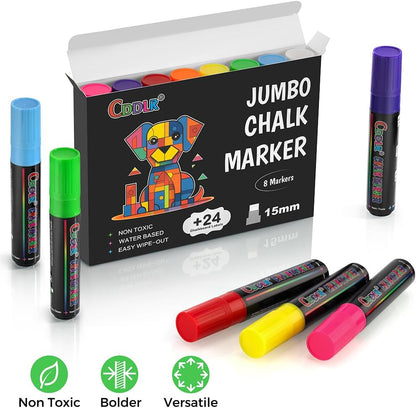 8 Pack Liquid Chalk Markers,Dry Erase Markers & Window Markers for Blackboards,Chalkboard Menu Board & Glass Car Window