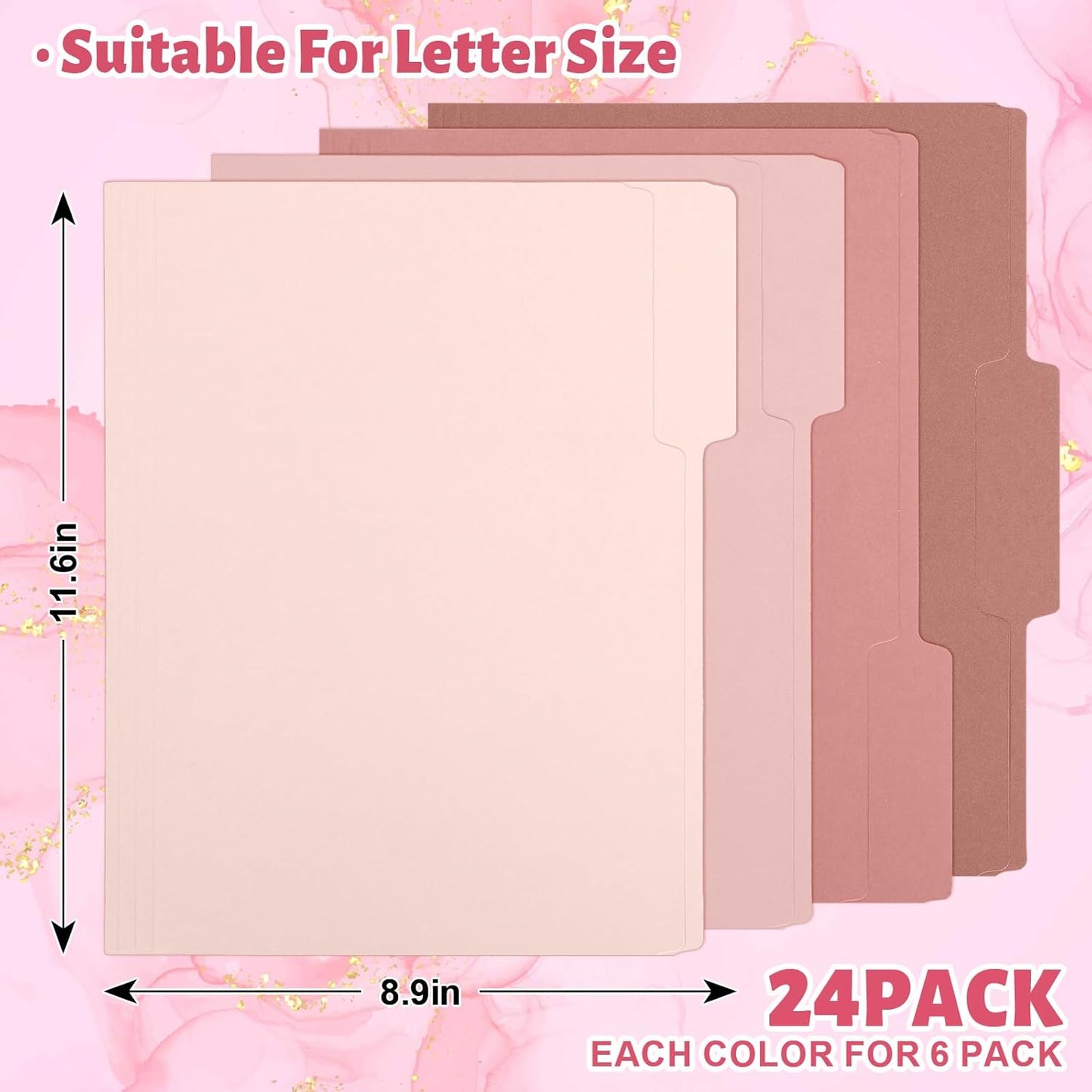 Whaline 24 Pack Dusty Blue File Folders Letter Size Gradient Blue File Pockets with 1/3 Cut Tab 8.9 x 11.6 Inch 4 Colors Documents Folders for Home Office Classroom Supplies