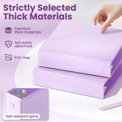 SUNEE 3 Ring Binder 3 Inch 2 Pack, Clear View Binder Three Ring PVC-Free (Fit 8.5x11 Inches) for School or Office Supplies, Pink