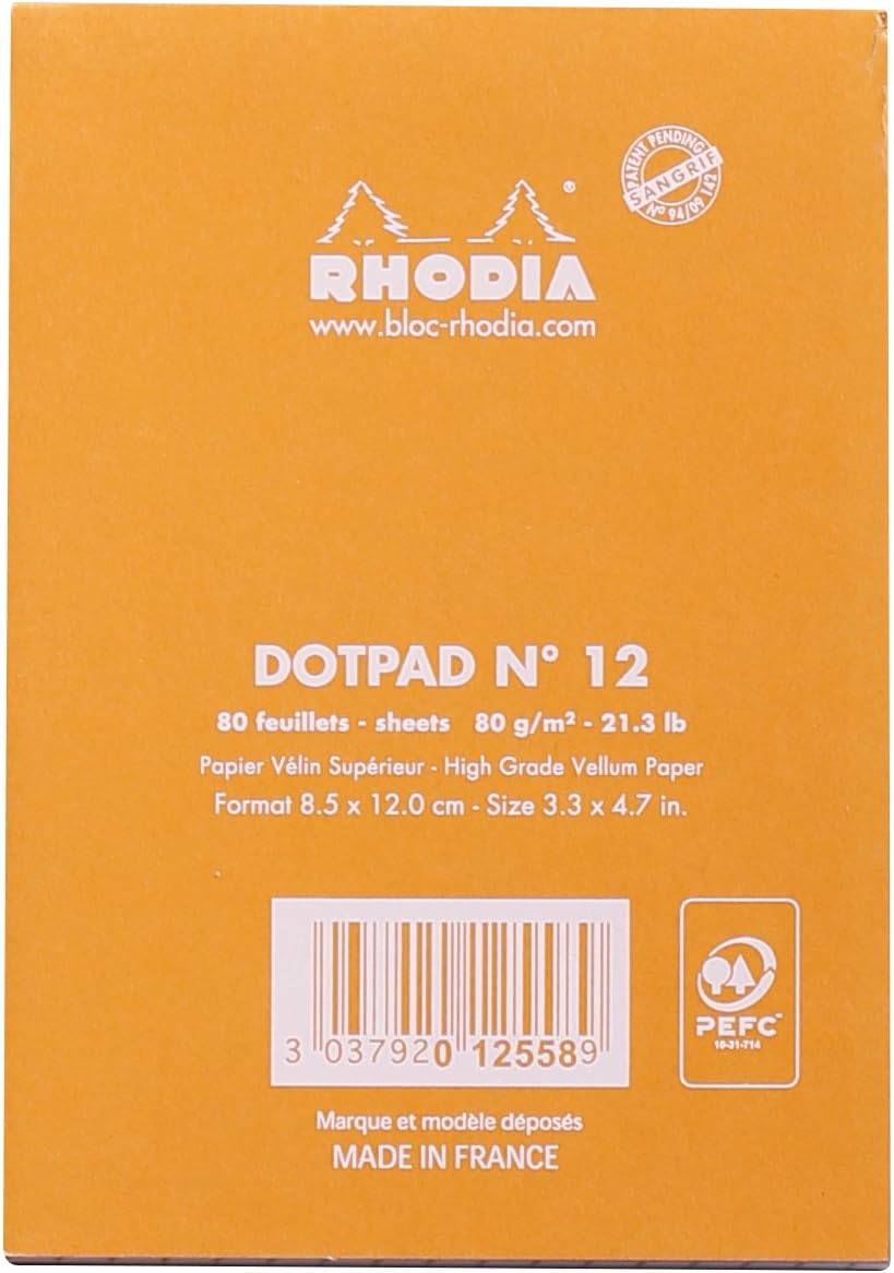 Rhodia Head Stapled Pad, No16 A5, Dot - Black