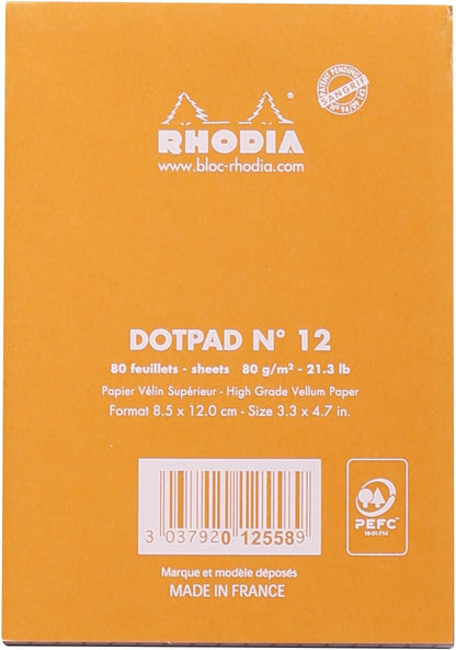 Rhodia Head Stapled Pad, No16 A5, Dot - Black