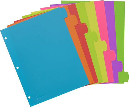 Avery Write & Erase 8 Tabs Plastic Divider for 3 Ring Binders, 3 Sets (8 Colors)