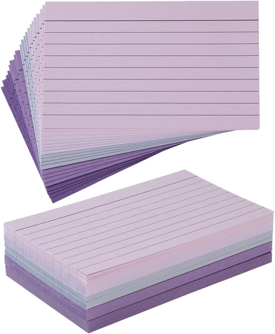 100 Sheets 3x5 Colored Ruled Note Cards Index Cards, 250 GSM Heavy Flashcards, 5 Brown