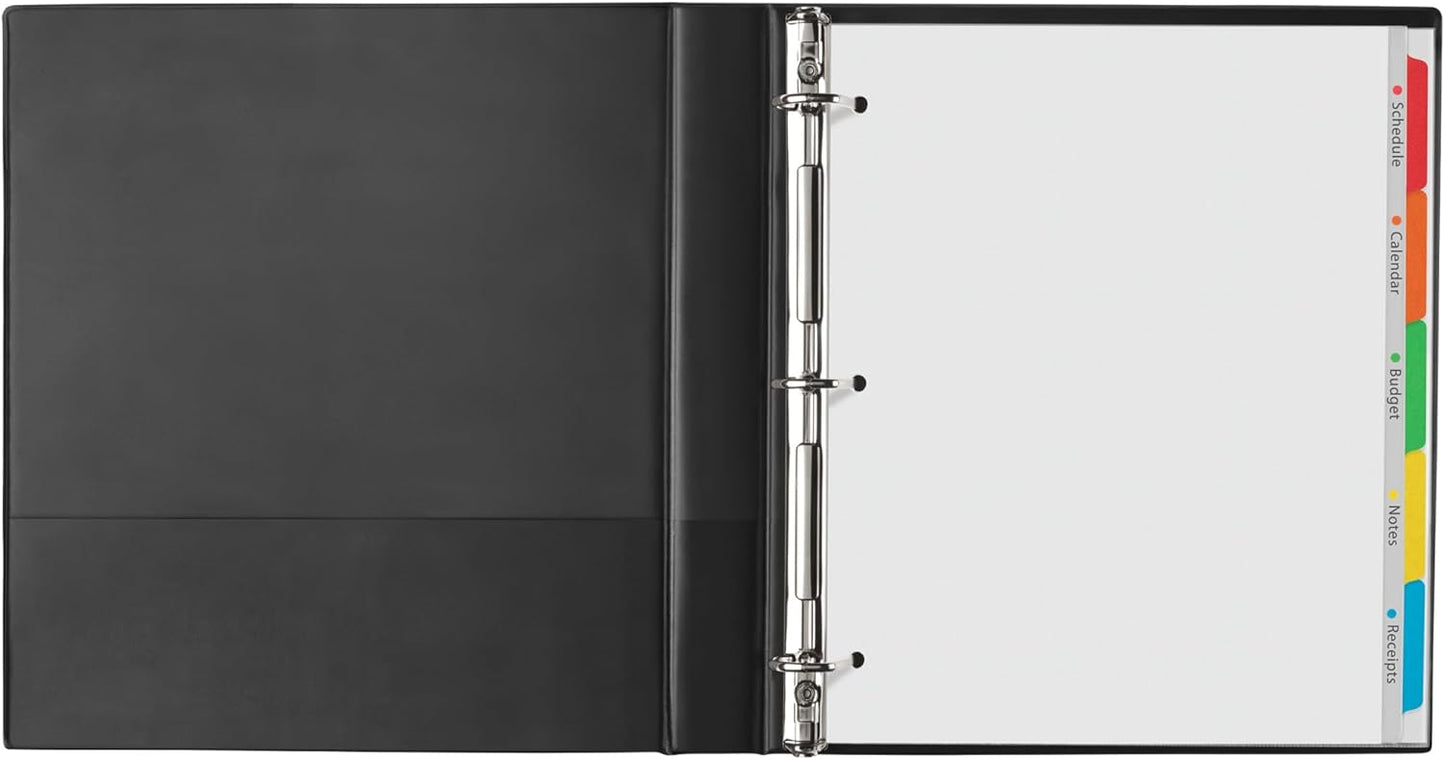 Avery Clear Easy View Durable Plastic Dividers for 3 Ring Binders, 5-Tab Set, Bright Multicolor, 1 Set (16740)