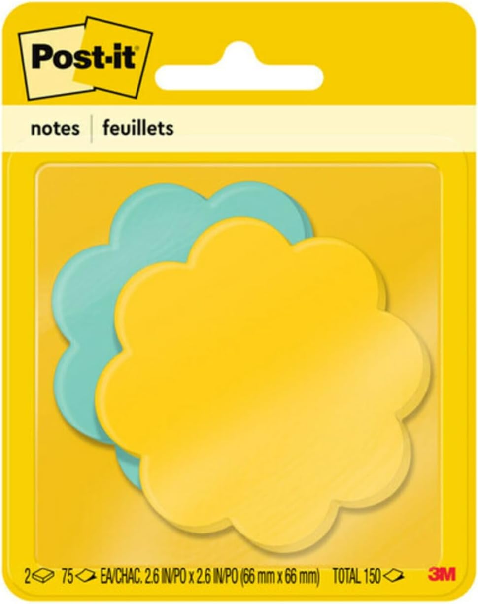 Post-it Notes, Daisy Shape, Assorted Colors, 2.6x2.6 in, 2 Pads, 75 Sheets/Pad (7350-DSY)
