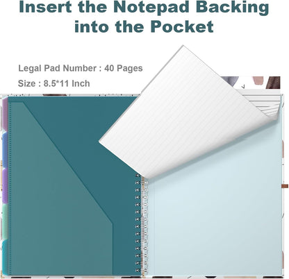 Hongri Clipboard Folio with Refillable Lined Notepad, 8.5 x 11 Folders with Storage 10 Pockets, Spiral Portfolio, Size 12.8X 9.7 in, Office & School Supplies, Skeleton