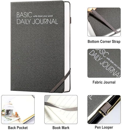 CAGIE Journal Notebook for Women Men, Hardcover Lined Notebooks Journals for Writing Work Journaling Note Taking Diary with Pen Loop (Black Ruled), Gifts, 5.7" x 8.3", 196 Pages