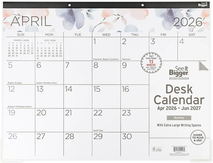 2026-2027 PlanAhead See It Bigger 22" x 17" Academic Monthly Desk Pad Calendar, Floral