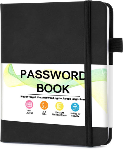 MOSA BEAR Password Keeper Book with Alphabetical Tabs，4.3"x5.7" Small Password Books for Seniors Password Notebook for Internet Website Address Log in Detail（Dark Blue）