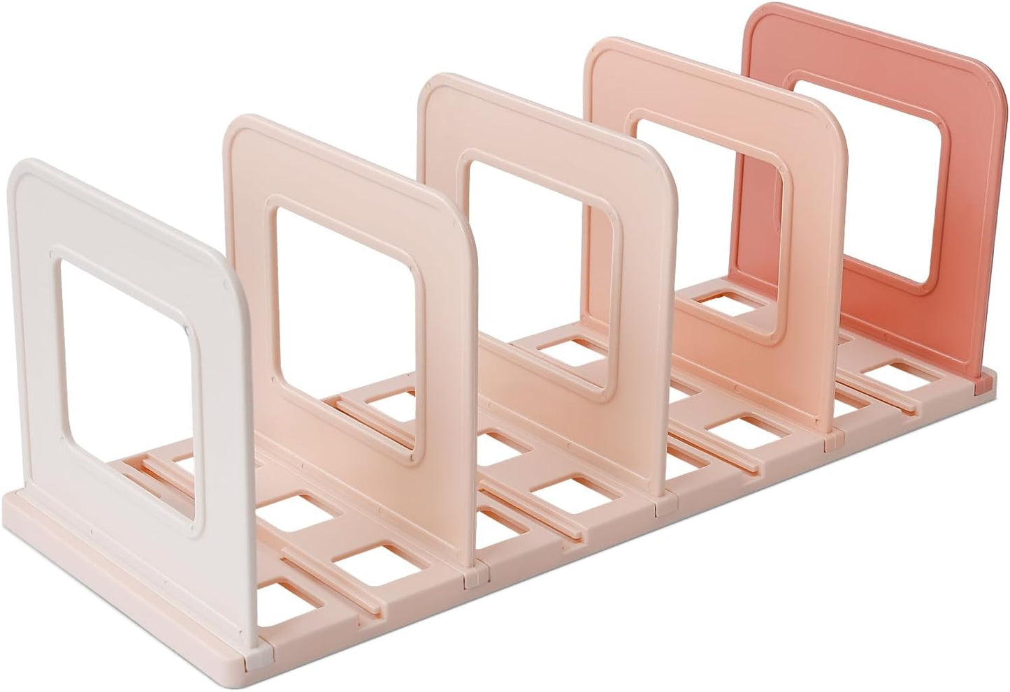 BAYTORY Gradient Desk File Holder, Vertical File Organizer with Adjustable Dividers, Desktop Book Organizer, Binder Shelf for Office Desk (4 Slots, Pink)