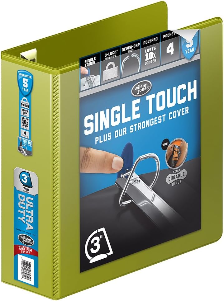 Wilson Jones 3 Ring Binder 4 Inch, Ultra Duty D-Ring View Binder with Extra Durable Hinge, Customizable, Black (W86641)