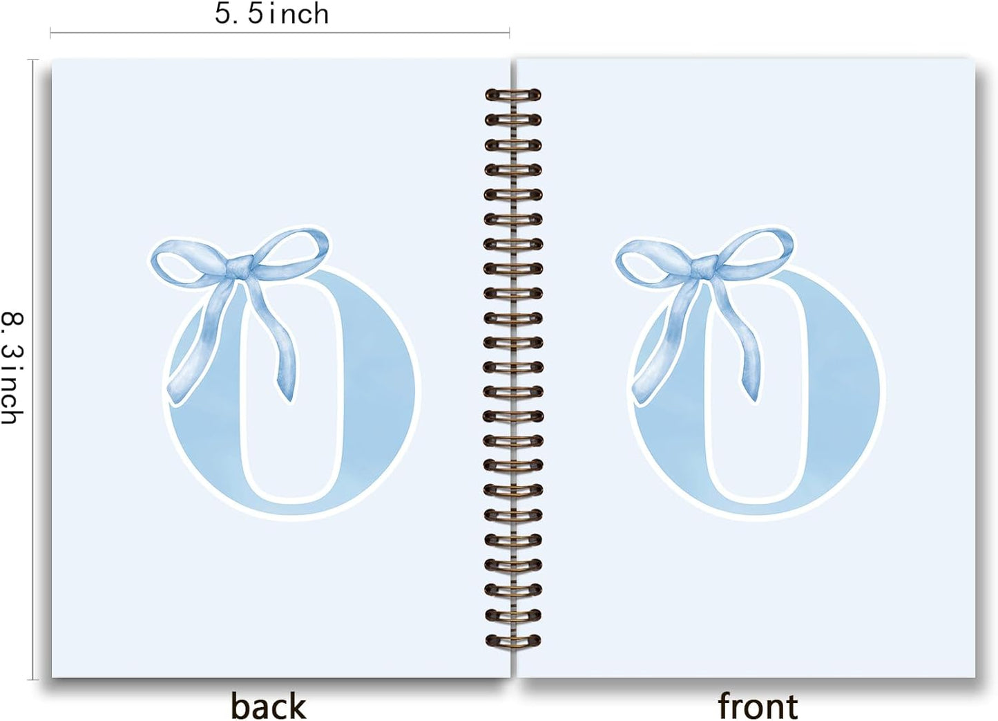 Blue Bow Journal Notebook for Girls,Initial H Journals Personalized Diary Gifts for Teen Girl Kids,Monogrammed Gifts for Women,Trendy Coquette Cute Hardcover Spiral Notebook 5.5 x 8.3 - Colors A