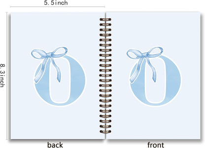 Blue Bow Journal Notebook for Girls,Initial H Journals Personalized Diary Gifts for Teen Girl Kids,Monogrammed Gifts for Women,Trendy Coquette Cute Hardcover Spiral Notebook 5.5 x 8.3 - Colors A
