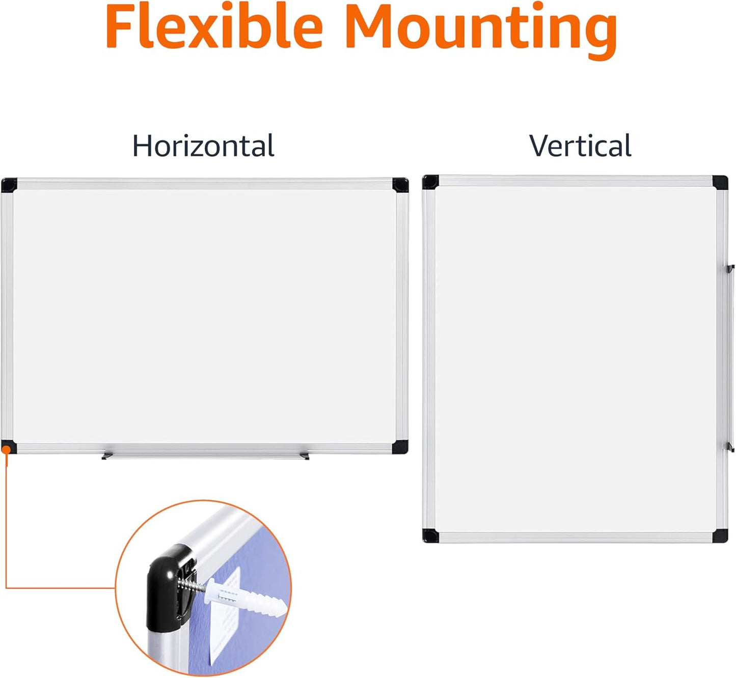 Amazon Basics Magnetic Dry Erase Whiteboard, 36 x 48-inch, Aluminum Frame, Silver/White, Easy to Install