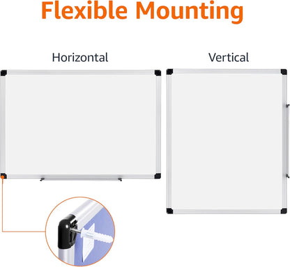 Amazon Basics Magnetic Dry Erase Whiteboard, 36 x 48-inch, Aluminum Frame, Silver/White, Easy to Install