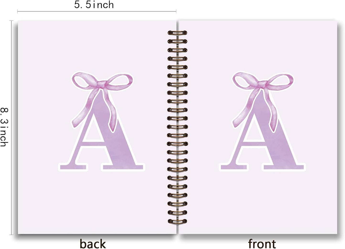 Blue Bow Journal Notebook for Girls,Initial H Journals Personalized Diary Gifts for Teen Girl Kids,Monogrammed Gifts for Women,Trendy Coquette Cute Hardcover Spiral Notebook 5.5 x 8.3 - Colors A