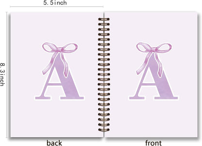 Blue Bow Journal Notebook for Girls,Initial H Journals Personalized Diary Gifts for Teen Girl Kids,Monogrammed Gifts for Women,Trendy Coquette Cute Hardcover Spiral Notebook 5.5 x 8.3 - Colors A