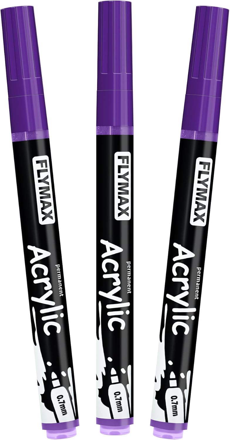 FLYMAX Gold Marker Paint Pens - Permanent Marker Pens Gold Acrylic Paint Water-Based 0.7mm Fine Tip Waterproof Quick-Drying (3 in 1Pack)