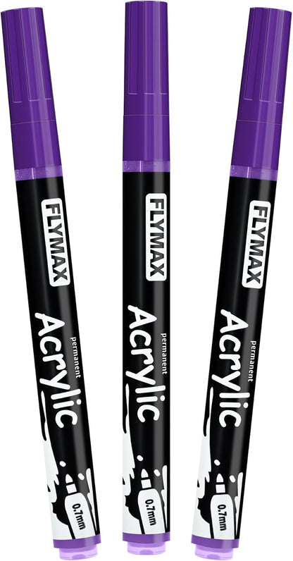 FLYMAX Gold Marker Paint Pens - Permanent Marker Pens Gold Acrylic Paint Water-Based 0.7mm Fine Tip Waterproof Quick-Drying (3 in 1Pack)