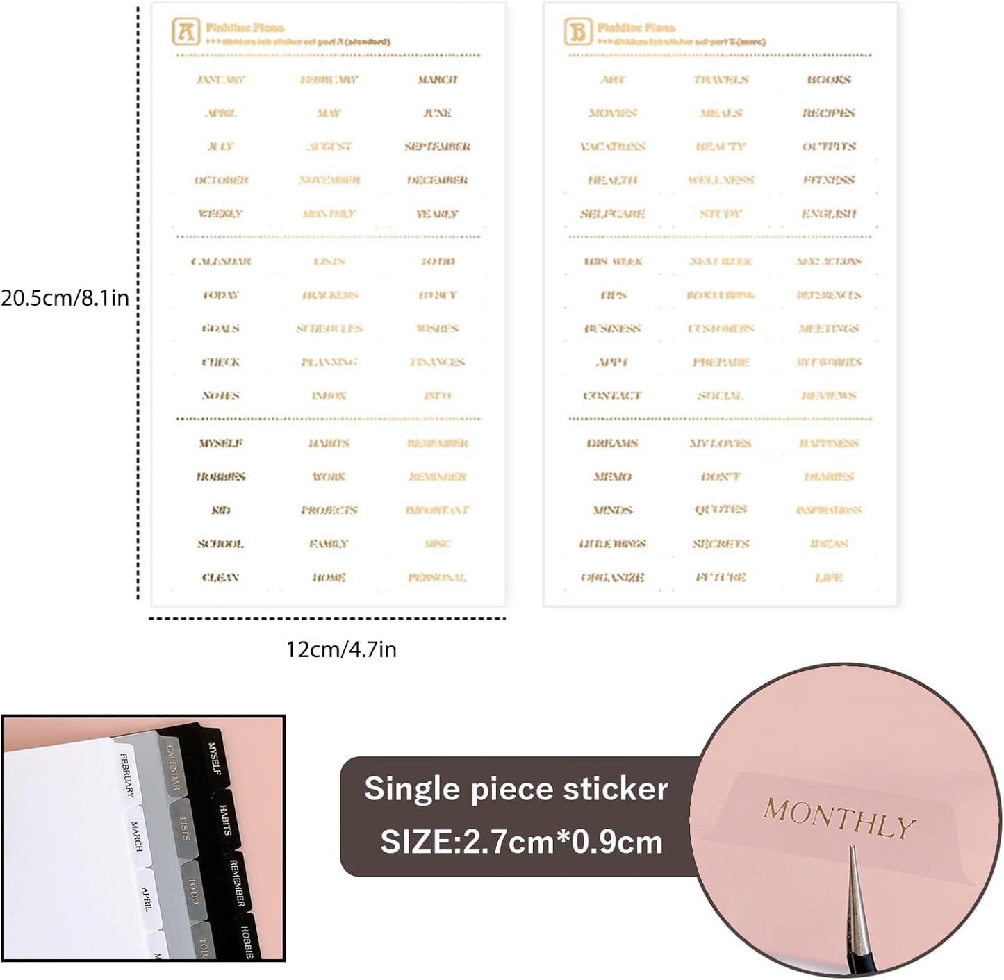 DY.2ten Black Binder Dividers for 6-Holes Ring Binder, 1/7 Cut Tabs, A5 Size, Sturdy Plastic Dividers with 7 Tabs for School Office Home, 2 Sets, 14 Dividers, 2 Tab Stickers.