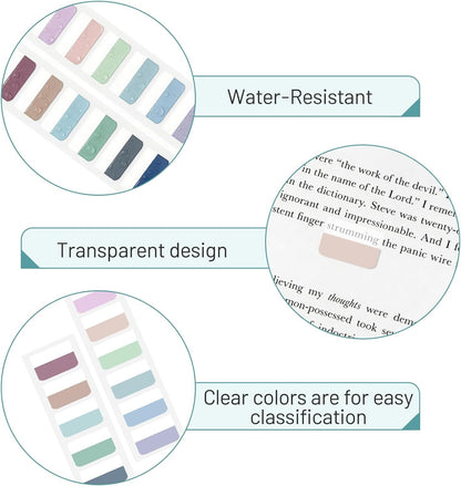 Sticky Index Tabs - 240 Repositionable Page Markers for Notebooks & Books, Transparent Writable Tabs for Office & School (1x1 Inch)