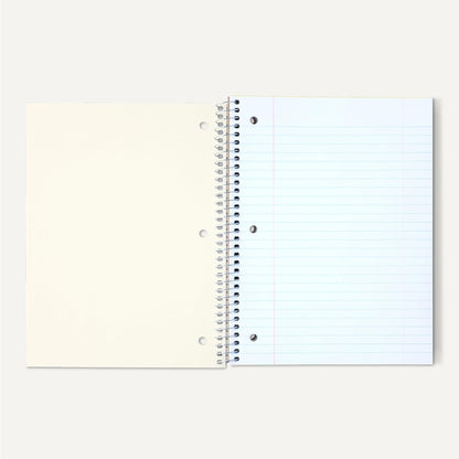 Amazon Basics Wide Ruled 3-Subject Spiral Notebooks with Pocket Dividers, 150 Sheets, 10.5" x 8", Assorted Primary Colors, 3-Pack