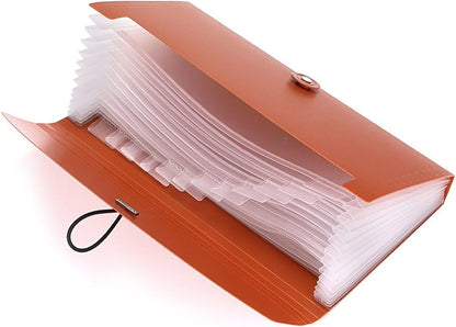 BTSKY 13 Pockets Expanding Check Bill File Folder-Hand-held Small Accordion File Folder Expandable Card Ticket Holder Plastic Business Document Organizer Wallet Case New Grey