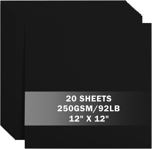 20 Sheets 20 Assorted Colors Cardstock 12" x 12" Card Stock 250gsm/92lb Thick Construction Paper for Cricut, Scrapbook, Crafts, Card Making UAP34MX20