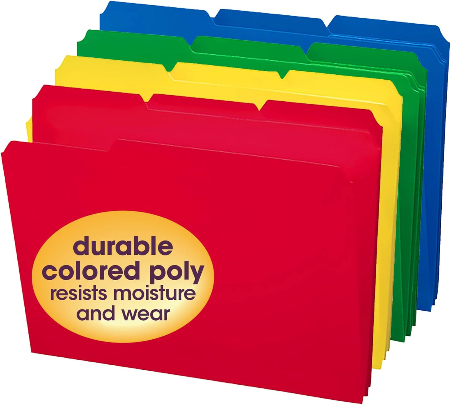 Smead Poly File Folder, 1/3-Cut Tab, Letter Size, Red, 24 per Box (10501)